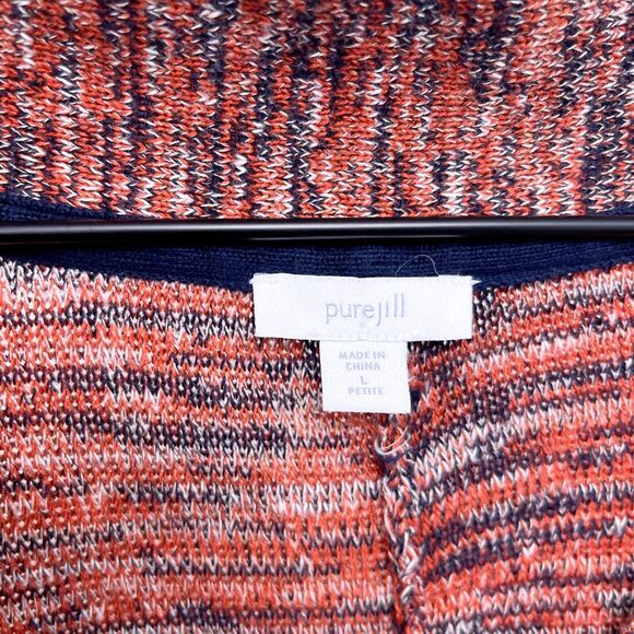 Pure J Jill Drapey Kimono Sleeve Sweater Orange Blue Womens Large Petite LP - Picture 6 of 7